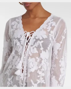 Bestickter Kaftan aus Baumwolle Weiß