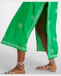 Bestickter Kaftan aus Seide GrüN