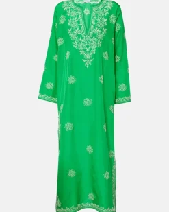 Bestickter Kaftan aus Seide GrüN