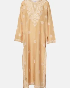 Bestickter Kaftan aus Seide Gold