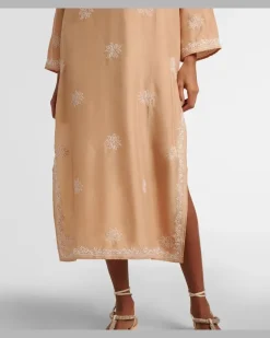Bestickter Kaftan aus Seide Gold