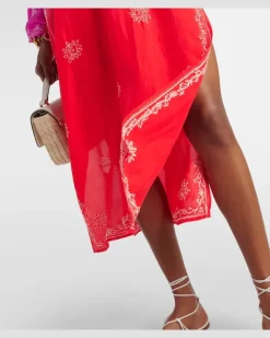 Bestickter Kaftan aus Seide Rosa