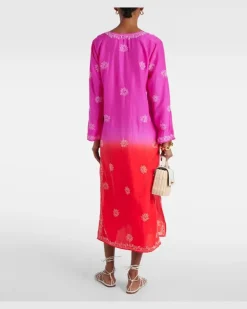 Bestickter Kaftan aus Seide Rosa