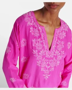 Bestickter Kaftan aus Seide Rosa