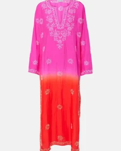 Bestickter Kaftan aus Seide Rosa