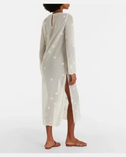 Bestickter Kaftan Cove aus Baumwolltüll Weiß