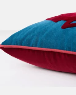 Besticktes Kissen aus Baumwolle und Samt Multicolor