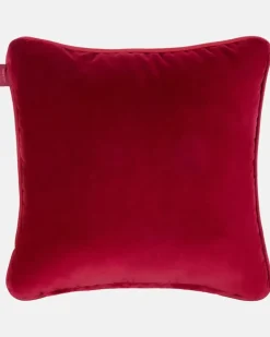 Besticktes Kissen aus Baumwolle und Samt Multicolor