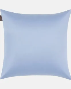 Besticktes Kissen Bloom aus Baumwolle Blau