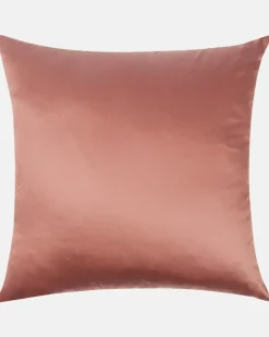 Besticktes Kissen Kentia aus Baumwollsatin Rosa