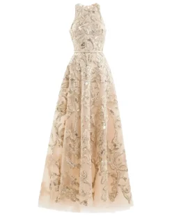 Besticktes Tüllkleid - Gold