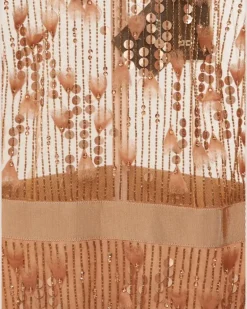 Besticktes Tüllkleid - Nude
