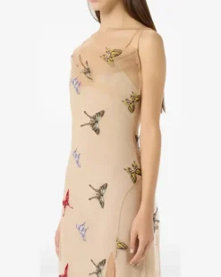 Besticktes Tüllkleid - Nude