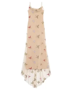 Besticktes Tüllkleid - Nude
