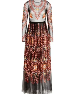 Besticktes Tüllkleid - Schwarz