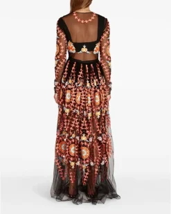 Besticktes Tüllkleid - Schwarz