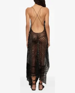 Besticktes Tüllkleid - Schwarz