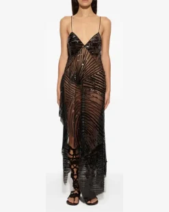 Besticktes Tüllkleid - Schwarz