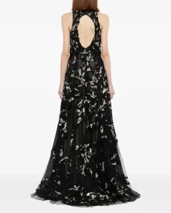 Besticktes Tüllkleid - Schwarz