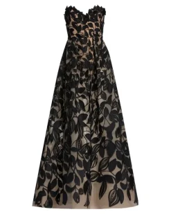 Besticktes Tüllkleid - Schwarz