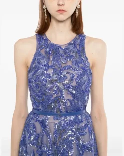 Besticktes Tüllkleid - Violett