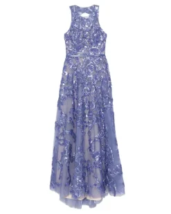 Besticktes Tüllkleid - Violett