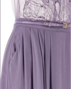 Besticktes Tüllkleid - Violett