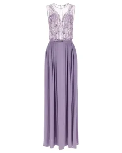 Besticktes Tüllkleid - Violett
