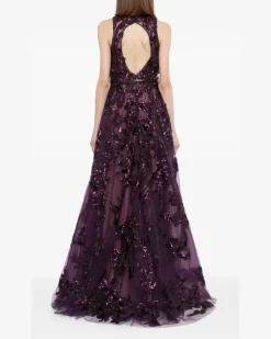 Besticktes Tüllkleid - Violett