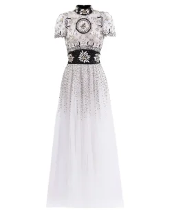 Besticktes Tüllkleid - Weiß