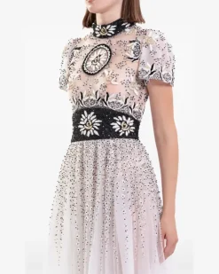 Besticktes Tüllkleid - Weiß