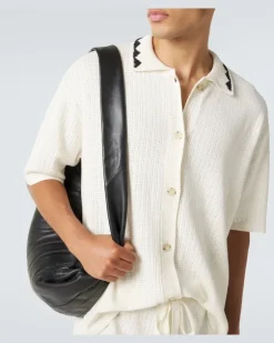 Besticktes Top aus Häkelstrick Beige