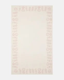Bestickte Tischdecke aus Leinen Rot