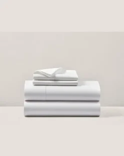 Bettlaken-Set aus Baumwollatlas White