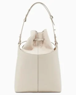 Beuteltasche aus glattem Kalbsleder Beige
