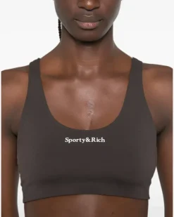 BH mit Logo-Print - Braun