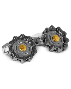 Bici Gear Manschettenknöpfe mit Kette - Silber