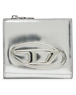 Bifold-Kartenetui aus Hochglanz-Leder - Kleine Portemonnaies - Damen - Silber