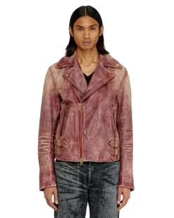 Biker-Jacke aus behandeltem Leder - Lederjacken - Herren - Braun