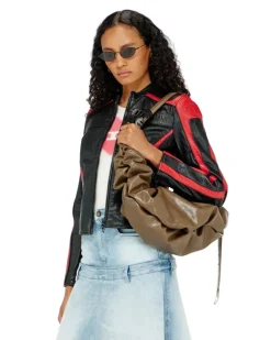 Bikerjacke aus Leder im Colour-Block-Design - Lederjacken - Damen - Bunt