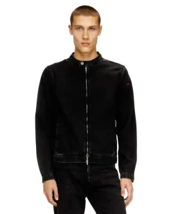 Bikerjacke aus sauber gewaschenem Denim - Denim jacken - Herren - Schwarz
