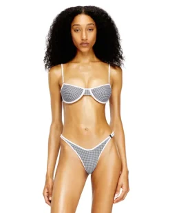 Bikini-Oberteil mit Hahnentrittmuster - BHs - Damen - Grau