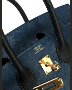 Birkin 25 Top Handle Bag — Navy and Black