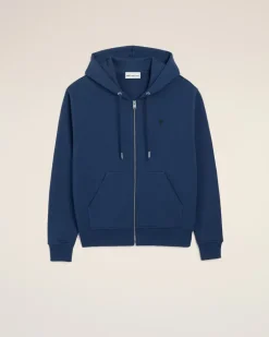 Blauer Ami De Coeur Baumwoll-Kapuzenpullover mit Reißverschluss Blau für Herren Tinte