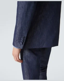 Blazer aus Baumwolle und Leinen Blau