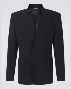 Blazer aus Gabardine aus Wollgemisch Schwarz
