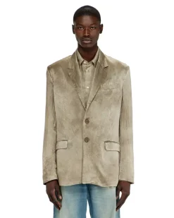 Blazer aus geknittertem Satin - Jacken - Herren - Braun