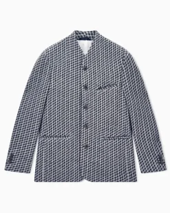 Blazer aus Wolle und Kaschmir mit Hahnentrittmuster Schwarz