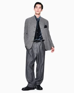 Blazer aus Wolle und Kaschmir mit Hahnentrittmuster Schwarz