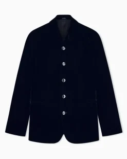 Blazer One Shot einreihig aus glattem Stretch-Samt Schwarz